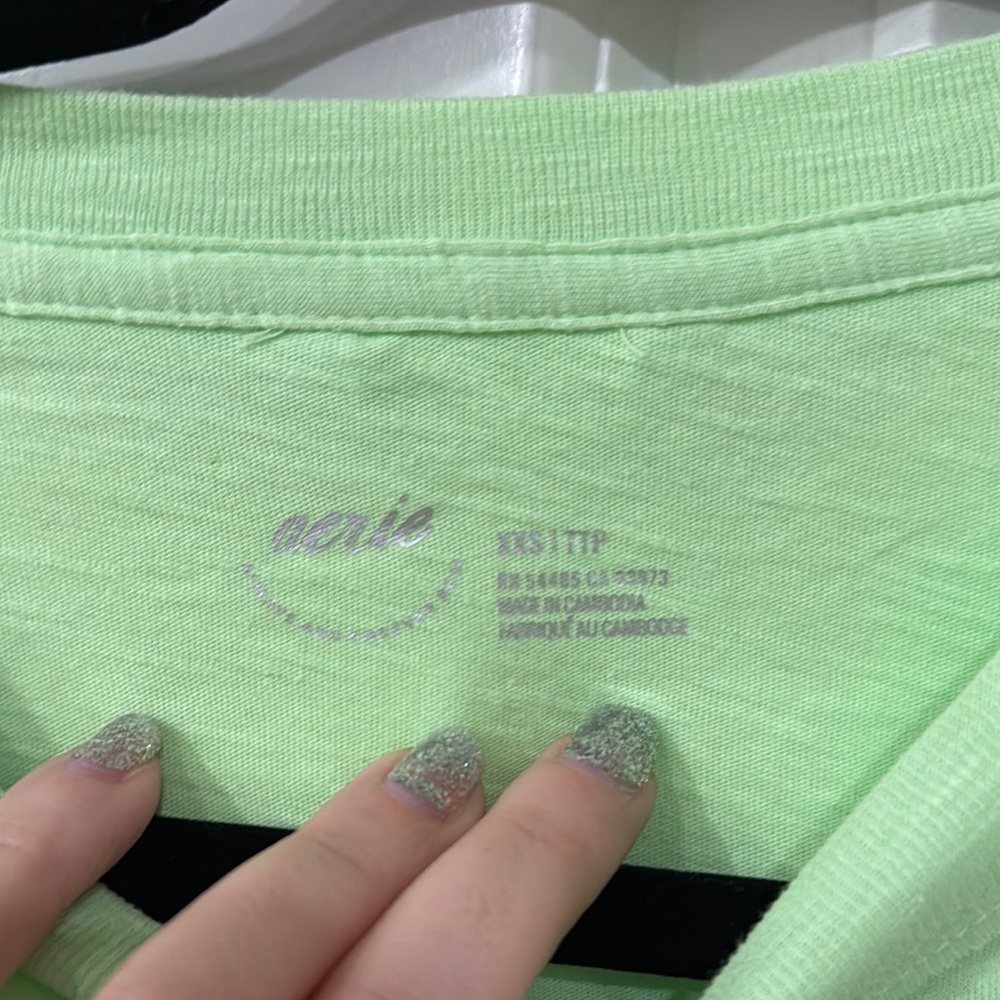 NWT aerie Lime Green T-Shirt oversized size XXS - Picture 2 of 9